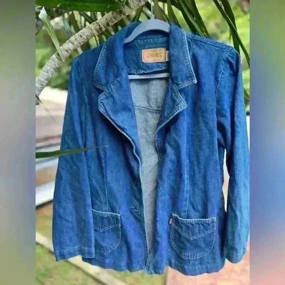 Vintage Levi Strauss & Co Levi's Denim Jeans Jacket Blazer Orange Label Western